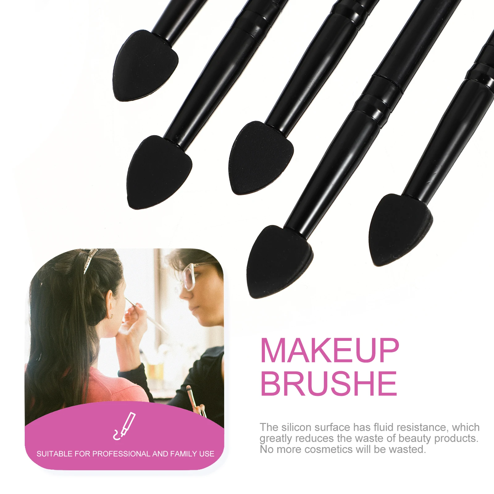 

5PCS Professional Makeup Brushes Kit Silicone Eyeshadow Brush for Facial Mask Sponges Black Child Smooth Handle Easy to Hold