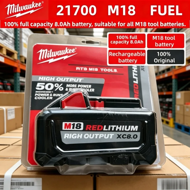 

Milwaukee M18 21700 18V XC8.0Ah Rechargeable Battery High Capacity Power Pack for Milwaukee Tool 48-11-2830 0730-20