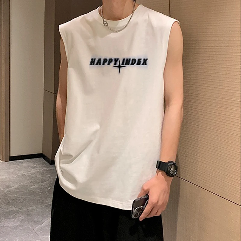 100% Cotton Sports Vest T-shirt Men Summer 2025 New American Street Basketball Swim Run Shirt sleeveless Vest Quick Dry Y2k Top - Image 4