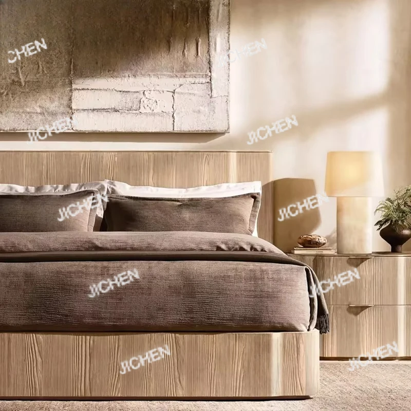 

Modern Bedroom Double Bed Modern Villa Solid Wood Furniture Combination Resort Apartment Bedroom Bed Set