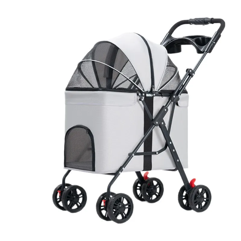 

Medium Dog Stroller Portable Foldable Pet Stroller with High Top High Top Design and Triple Opening