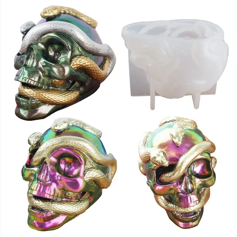 Molde silicona para vinilos de pesca – Cabeza serpiente y calavera - imagen 5