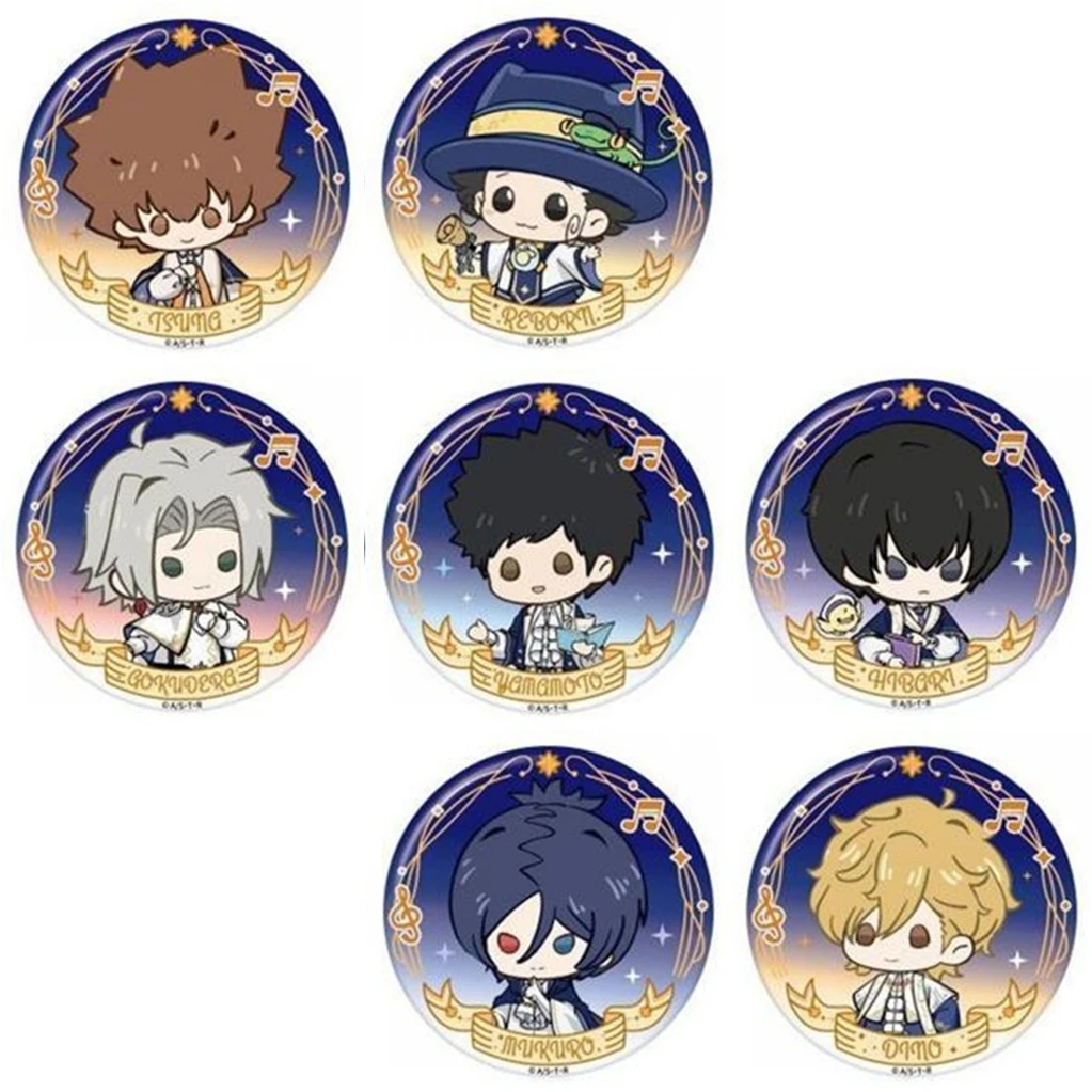 58mm Anime Katekyo Hitman Reborn Sawada Tsunayoshi Hibari Kyoya Cosplay COSTUME Badge Pin SPTE Tinplate Brooch﻿ Prop Gift