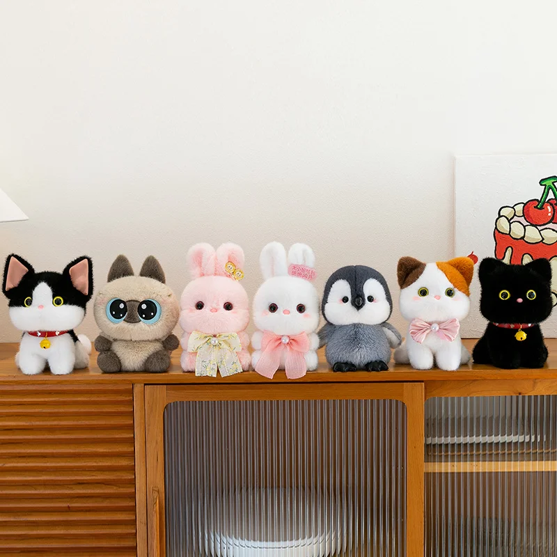 23cm bonito mini dos desenhos animados gato siamês devon rex gatos brinquedo de pelúcia desktop ornam acompanhar boneca macio pelúcia animal coelho para crianças presente
