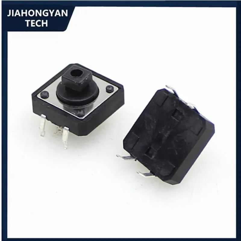 10PCS Light touch button switch 12 * 12mm circular micro switch, directly inserted 4-pin vertical switch button