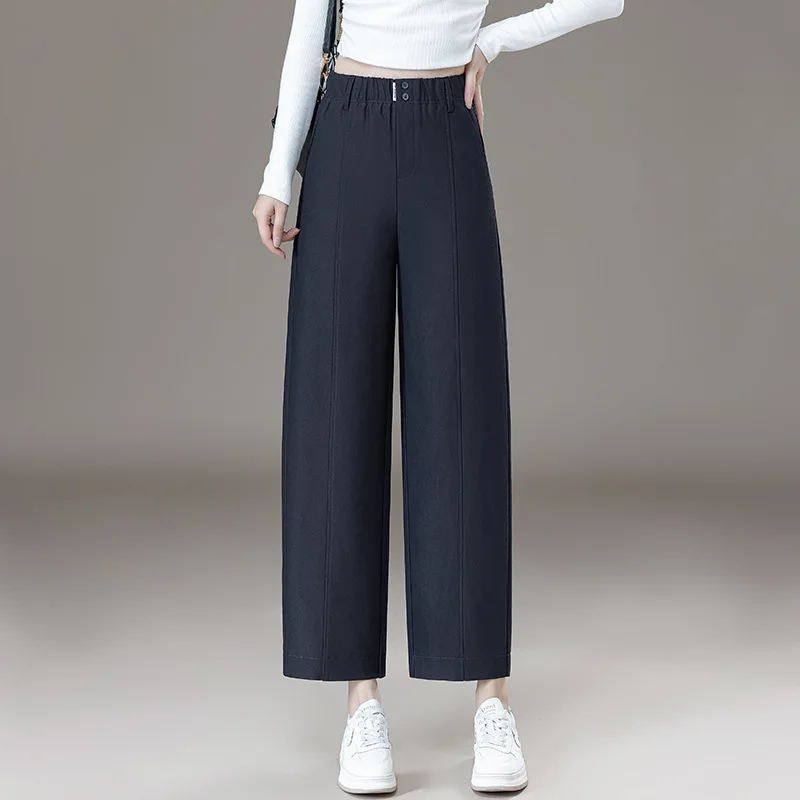 

Women's Suit Pants Spring Autumn Small Size High Waist Loose Draped Slimming Formal Straight Casual Ankle-Length Pants