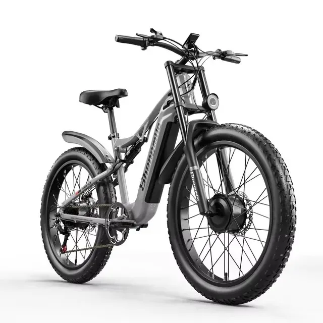 Bicicleta eléctrica de montaña para hombre, bici con dos motores, batería de 48V, 17,5 Ah, 840WH, neumático ancho de 26 pulgadas