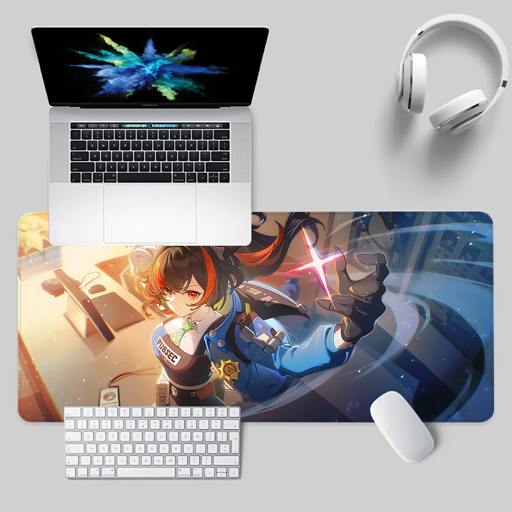 Zhu Yuan Zenless Zone Zero Mousepad HD Printing Computer Gamers Locking Edge Non-slip Mouse Pad XXL90x40cm Keyboard PC Desk Pad