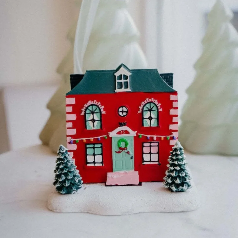 Creative Resin Christmas Red House Incense Burner Ornaments Living Room Bedroom Tea Table Incense Burner Christmas Decoration