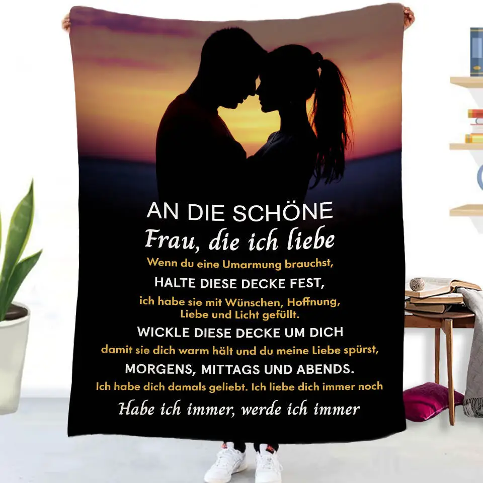 Flanelldecke mit deutschen Buchstaben „To My Daughter Son“, Weihnachtsgeschenk, warme Überwurfdecke für Bett, Sofa, Couch, Geburtstagsgeschenke, Heimkönigin – Detail 17