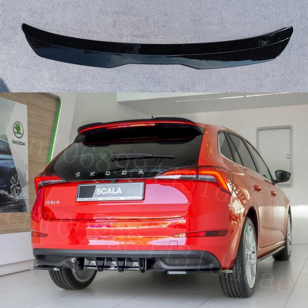 Tylny spojler dachowy do SKODA SCALA (2019-UP) ABS Plastikowe błyszczące czarne skrzydło ogonowe Uniwersalne skrzydło spojlera
