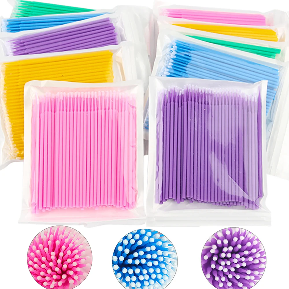 100PCS Disposable MicroBrush Eyelashes Extension Individual Lash Removing Swab Micro make up brushes For Eyelash Extension Tools