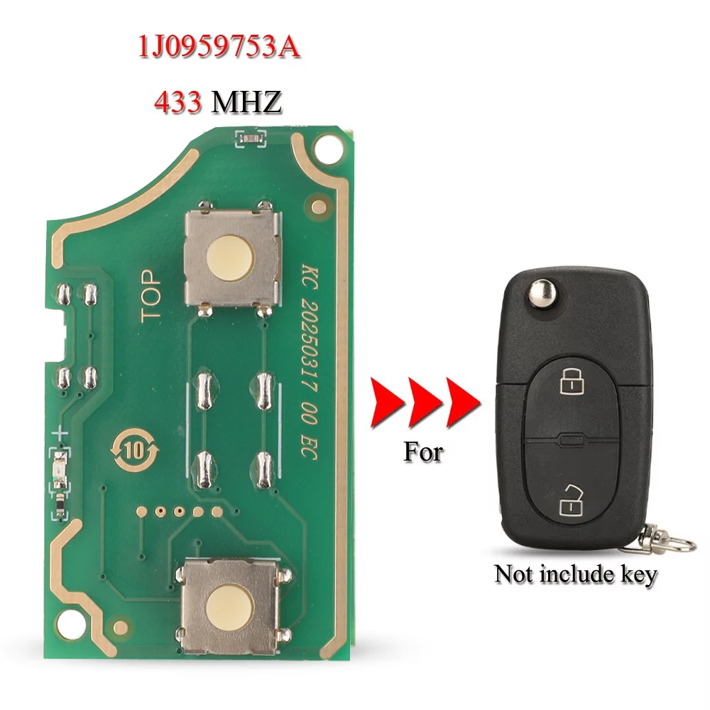 

jingyuqin 1J0959753A Folding Remote Smart Car Key Circuit Board For Volkswagen VW Golf Passat MK4 2Buttons 434MHZ