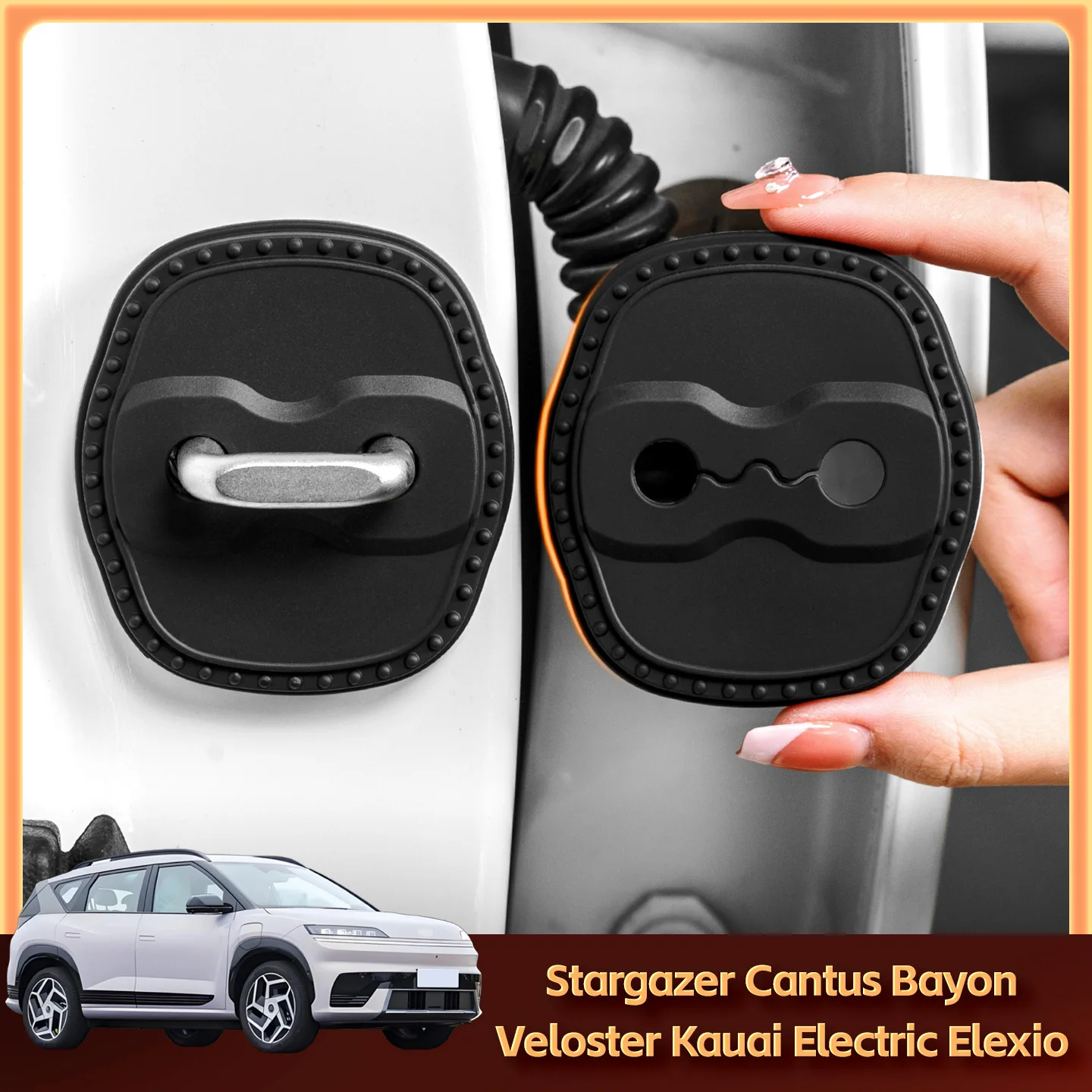 

2/4Pcs Silicone Car Door Lock Cover Protective Decoration Case For Hyundai Stargazer Cantus Bayon Veloster Kauai Electric Elexio