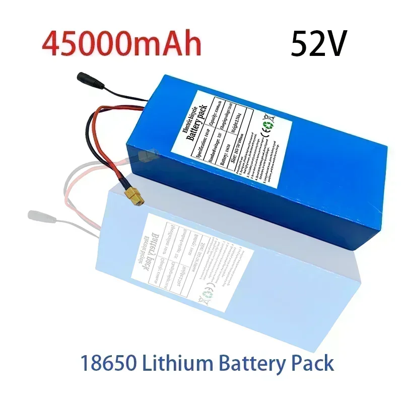 NEW 52V 14S4P 45000mah 18650 2000W Lithium Battery for Balance Car, Bike, Scooter, Tricycle (with Bms 58.8V Charger)