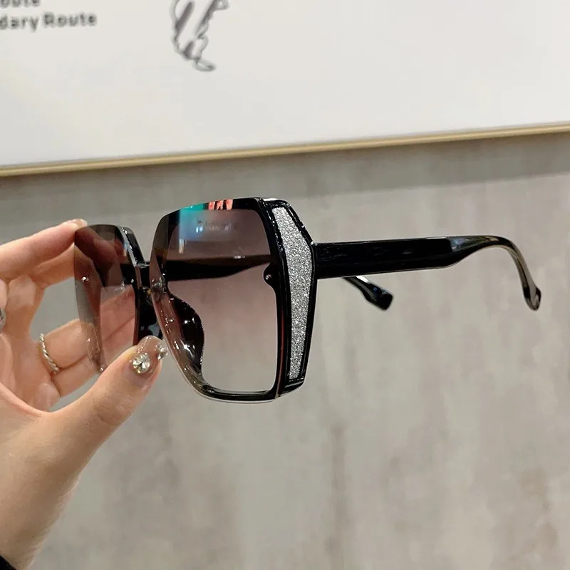 نظارات شمسية كريستالية ماسية عتيقة للنساء، نظارات شمسية مربعة لامعة، ظلال وميض للسيدات #2