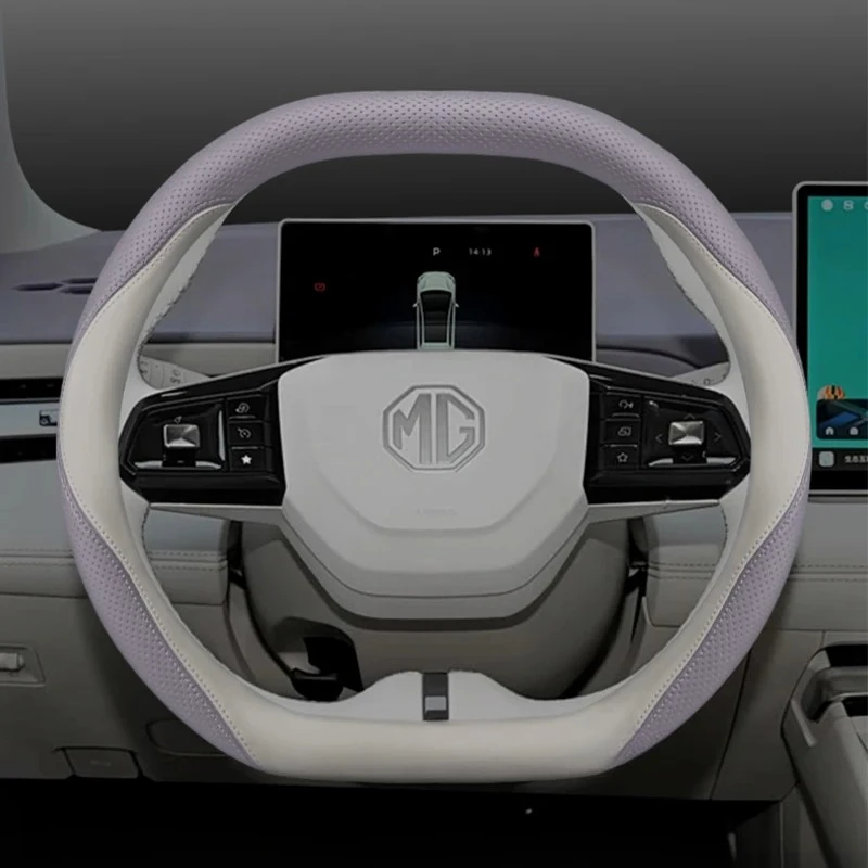 Genuine Leather Anti Slip Steering Wheel Cover For MG4 EV MG7 ES5 ONE ZS Hybrid 2024 2025 Auto Interior Accessories