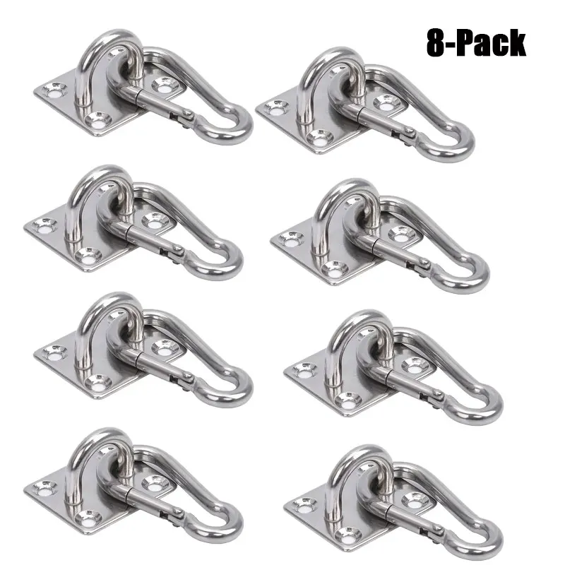 8-pacote resistente 304 ganchos de suspensão de aço inoxidável montagem na parede/teto resistente à ferrugem sombra vela rede suporte & corda de yoga pendurar