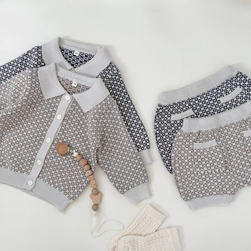 2026 ربيع جديد 0-3 سنوات طفل رضيع الفتيان فتاة الملابس مجموعة طويلة الأكمام بلوفر مغزول سترة + السراويل ملابس الأطفال دعوى #2