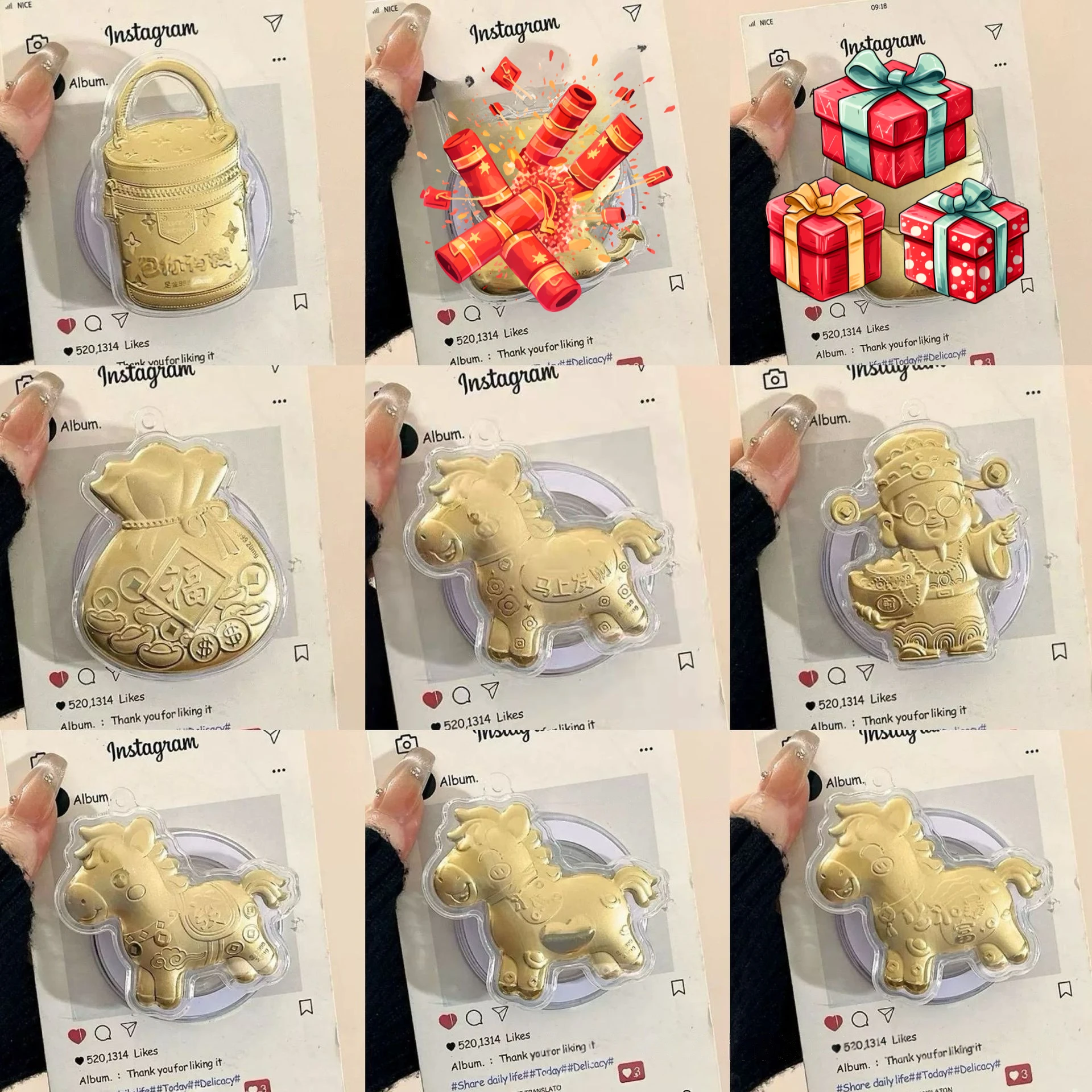 

Cute and Creative Golden Horse Suitable for MagSafe Magnetic Bracket Strong Adsorption Desktop Stand for iPhone 17 pop socket