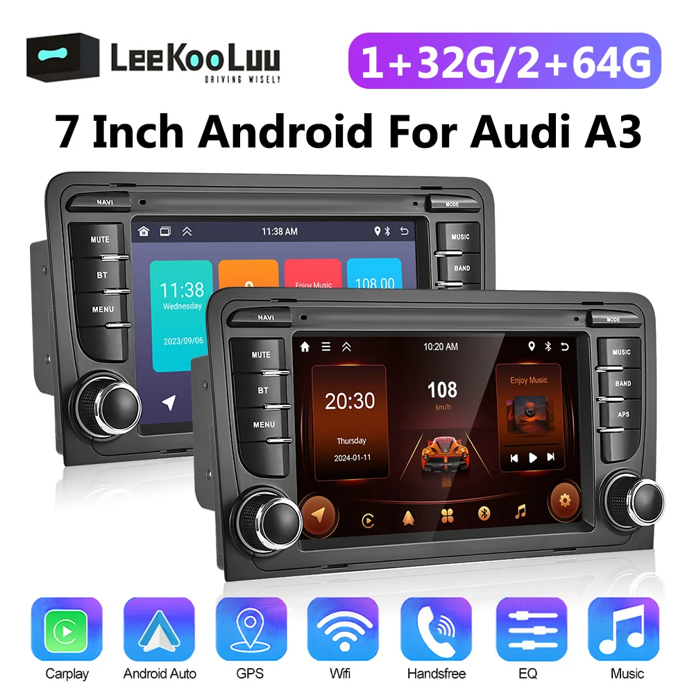 LeeKooLuu 2+64G Android Car Radio GPS Navigation Bluetooth Wifi Wireless Carplay For Audi A3 S3 8P Auto Multimedia Player