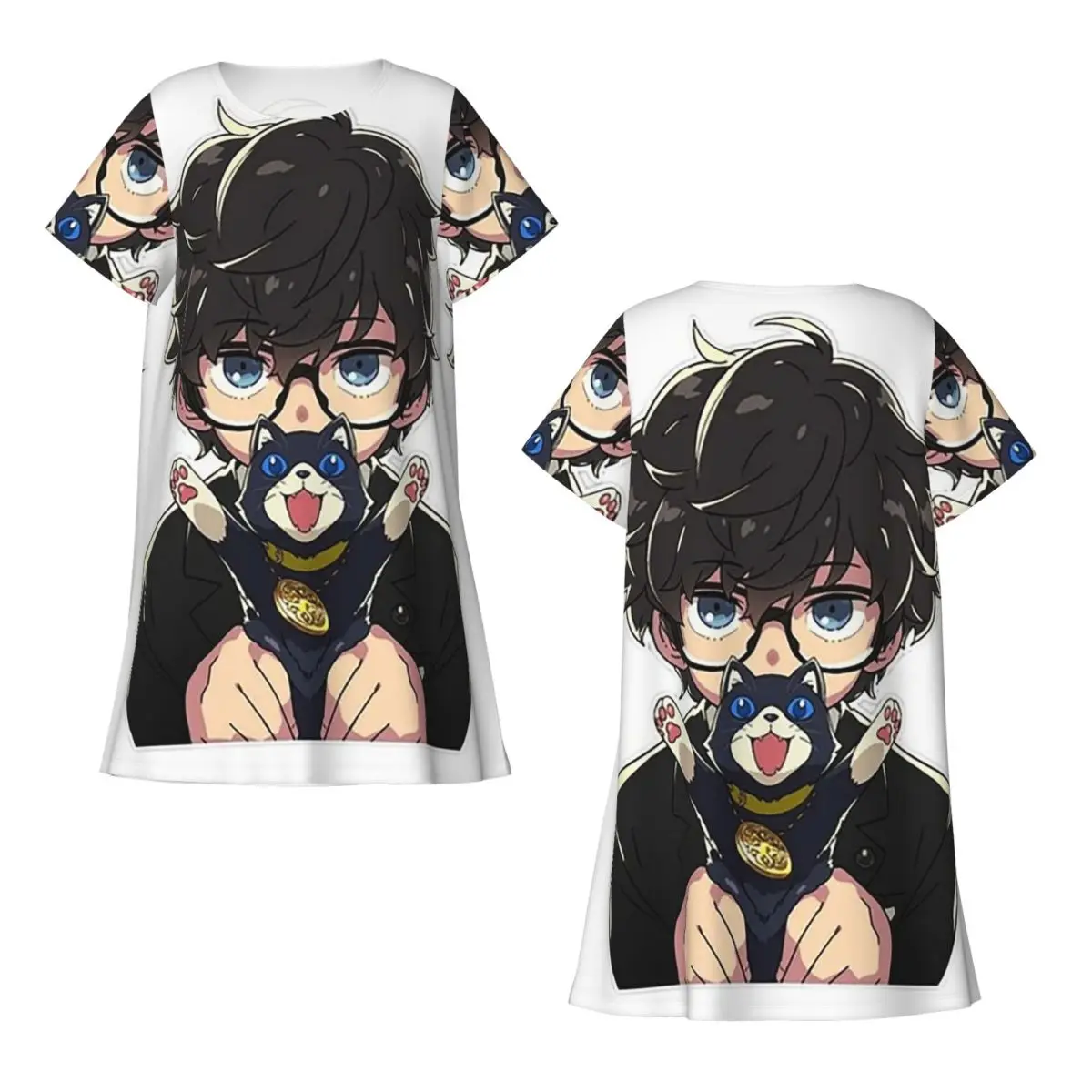Camisón personalizado de manga corta Morgana para dormir, camisones de manga corta para mujer, vestido de pijama holgado