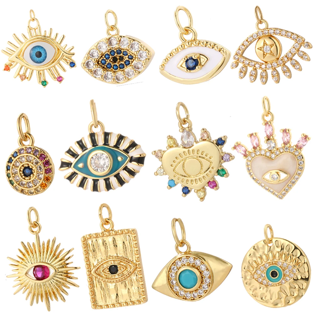 Evil Eyes Heart Charm Women's  Devil's Eye Jewelry DIY Bracelet Necklace Keychain Earring Protector charms for jewelry making