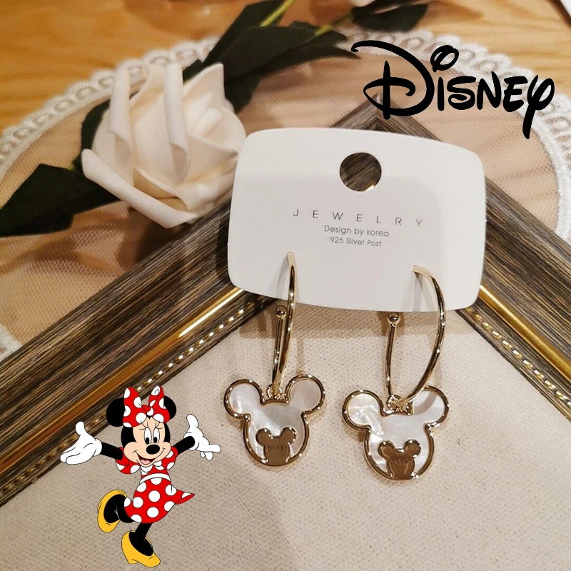 Disney Mickey Mouse Earrings Girl Cartoon Party Jewelry Fashion Anime Earrings Women Cute Small Ins Earrings Silver Jewelry Gift