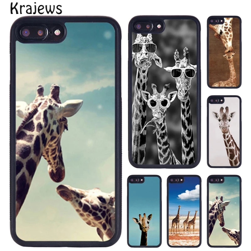 Krajews Cute Baby Giraffe Rubber Phone Case For iPhone 16 15 14 X XR XS 11 12 mini 13 Pro MAX Plus cover shell coque