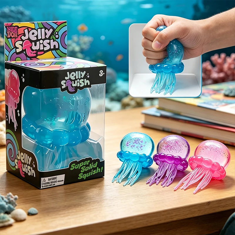 

Needoh Jellyfish Squishy Lovely Shape Squeeze Sensory Toy Stress Relief Anti Anxiety Focus Calming Toy for ADHD and Autism