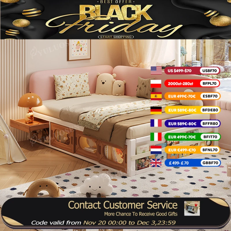 

Full Size Sleeping Kids Bed Boundary Comforter Bedroom Princess Baby Bed Girls Modern Style Camas Infantiles Kids Furniture