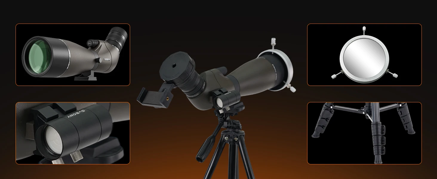 Svbony SV29 25-75x80 Spektiv Solarfinsternis-Beobachtungsset Teleskop mit Sonnenfilter Sucherfernrohr für Sonnenbeobachtung – Detail 2