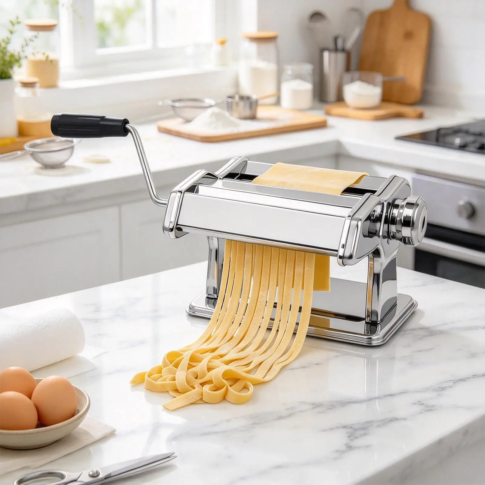 Pasta Machine Stainless Steel 9 Thickness 2 Width Settings Roller Manual Pasta Maker Machine For Home Kitchen Restaurant Food