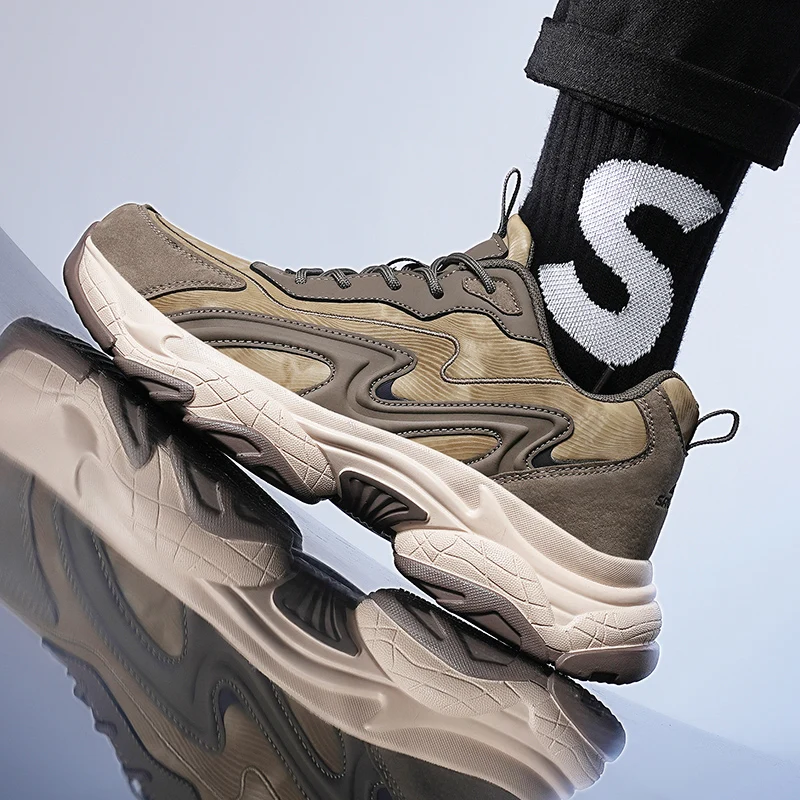 

Четырехсезонная мужская повседневная обувь, мужская уличная походная обувь на толстой подошве, классическая спортивная обувь цвета хаки, мужская спортивная обувь