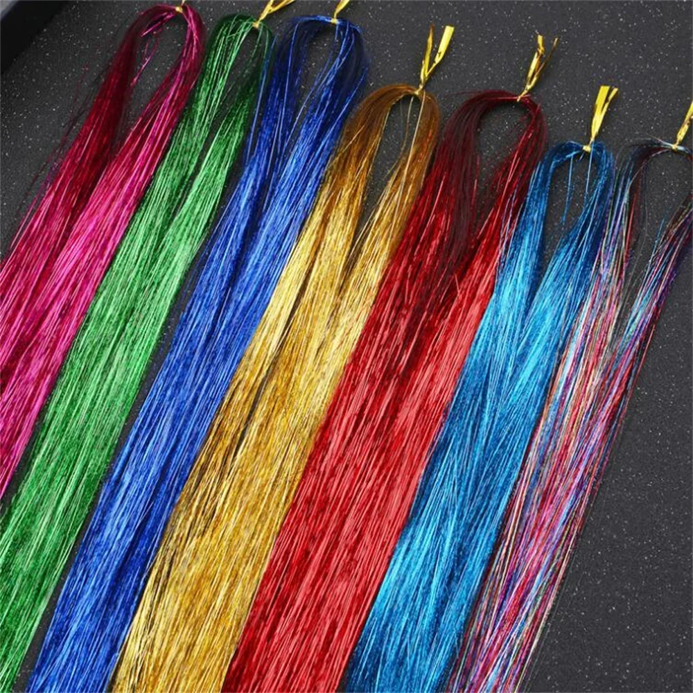 600 Strands Sparkle Shiny Tinsel Rainbow Hair Extension Dazzles Women Hippie Hair Decoration Braiding Hair Styling Tools