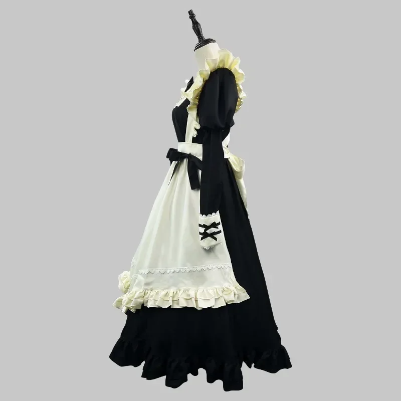 New Plus Size S-5XL Lolita Black Long-sleeved Maid Dress Cosplay Costume Girl Woman Anime  Maid Suit Maid Party Stage Outfits