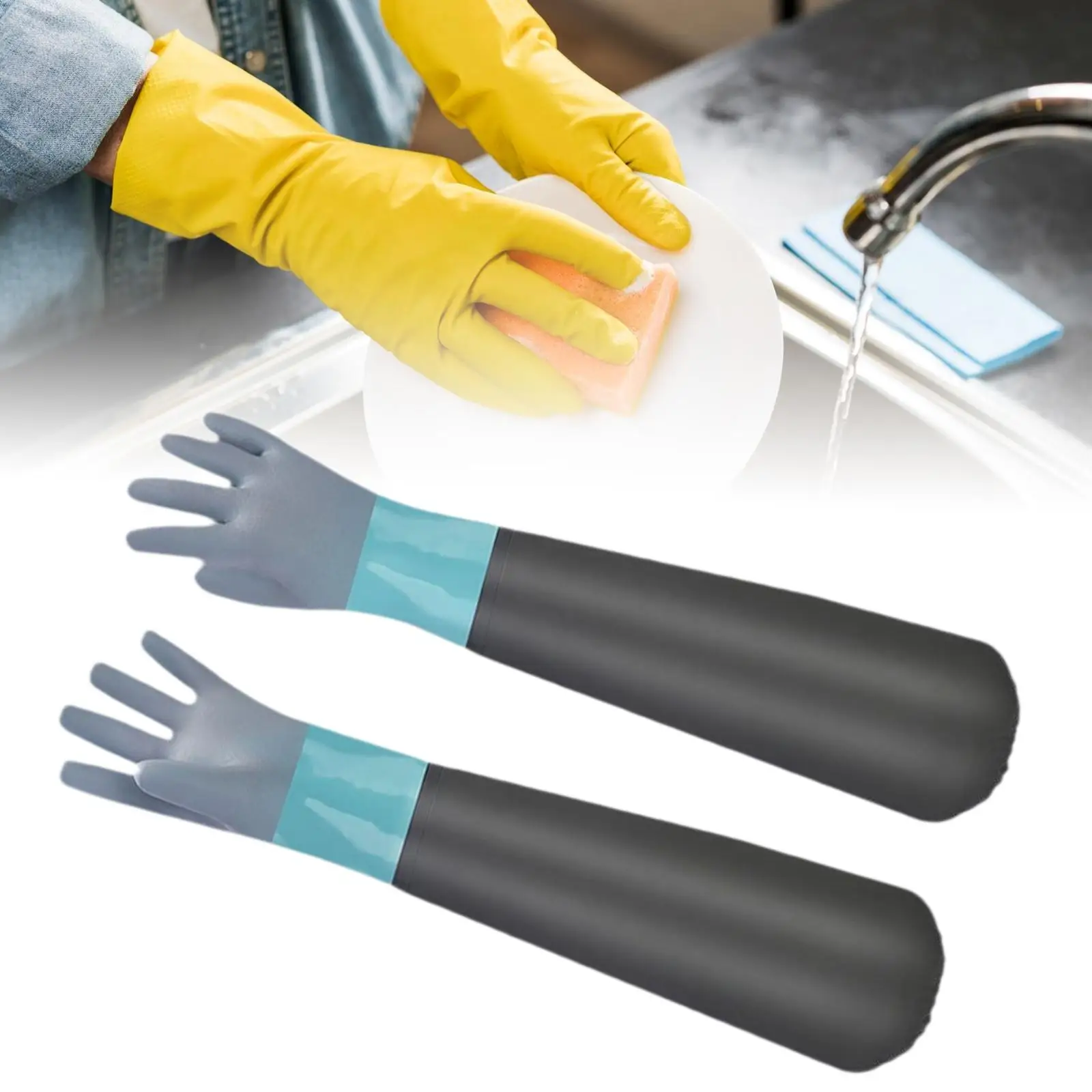 Pond Gloves Nonslip Elbow Length Long Sleeve Gloves Waterproof Long Rubber Gloves for Machinery Cleaning Farm Worker Women Men