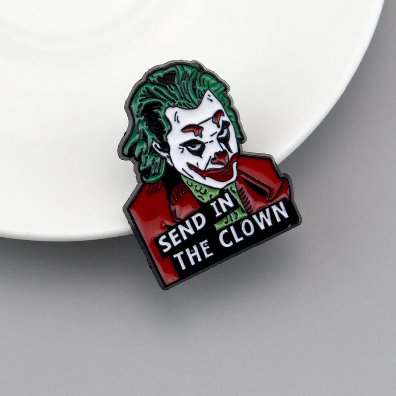 Horror Movies Joker Enamel Brooch Pin Halloween Clown Lapel Pins Backpack Women Fashion Jewellery Gifts Cartoon Badges