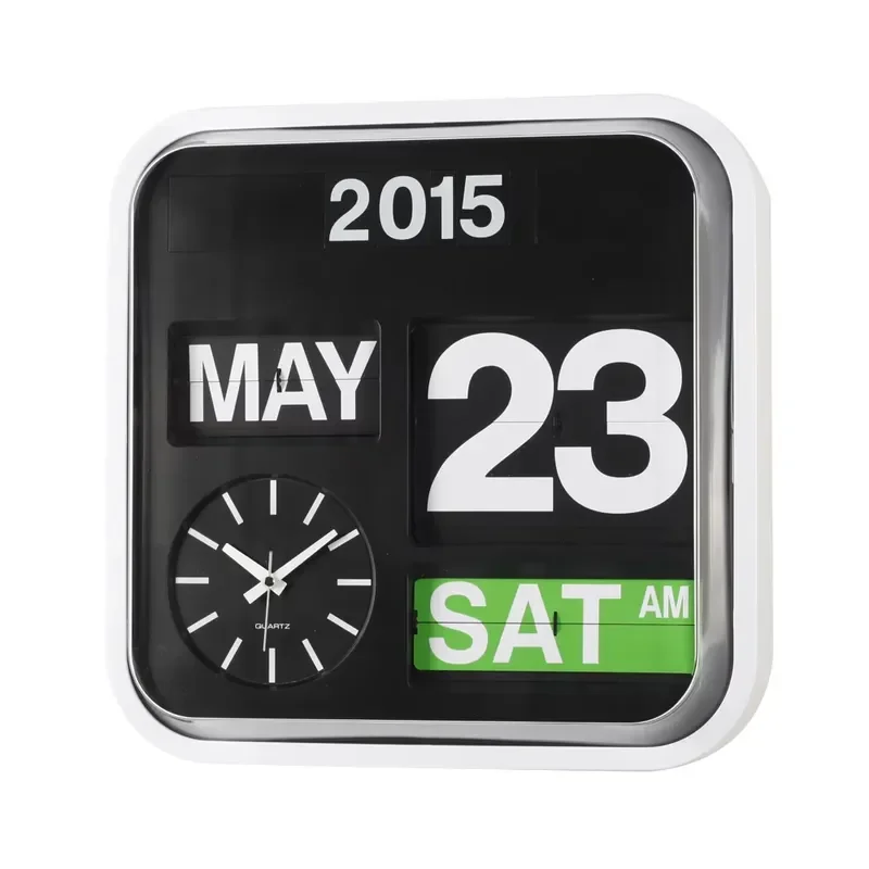 Nordic Minimalist Flip Calendar Wall Clock Year Display Modern Home Decor Office Desk Timepiece Suitable for Kids Room