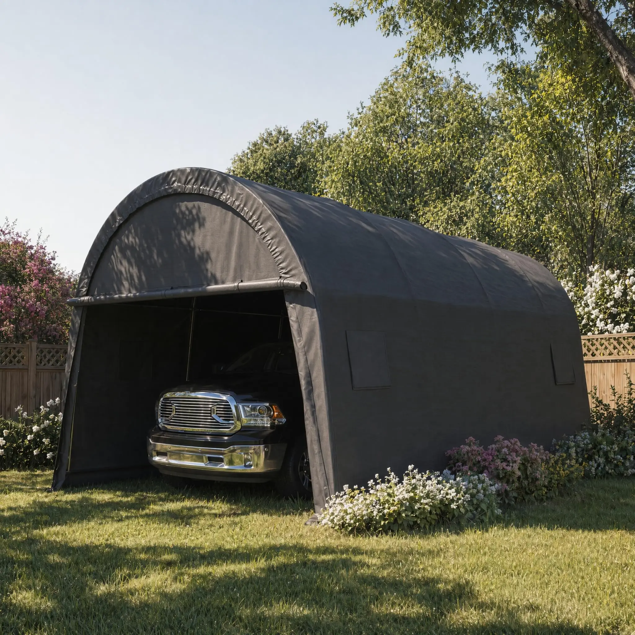 Carport 12x20 Heavy Duty Storage Shelter Shed Portable Garage with All-Steel Metal Frame & Vents, Round Style Outdoor