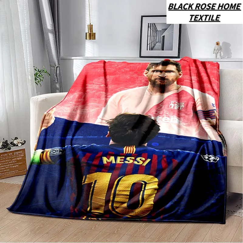 Fashion Art HD Printed messi, ronaldo, mbappe, neymar Blanket Bedroom Sofa Soft Bed Sheet Children's Plush Sleeping Blanket Gift