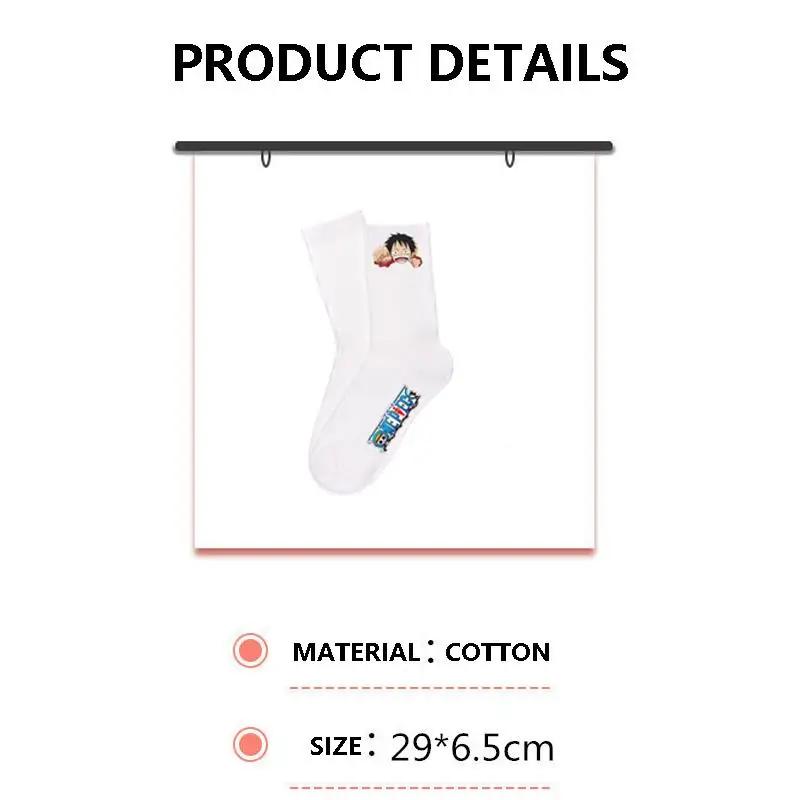 Anime One Piece Figures Pure Cotton Knitted Stockings Cartoon Luffy Zoro Printed Outdoor Sports Socks Winter Warm Mid-Calf Socks