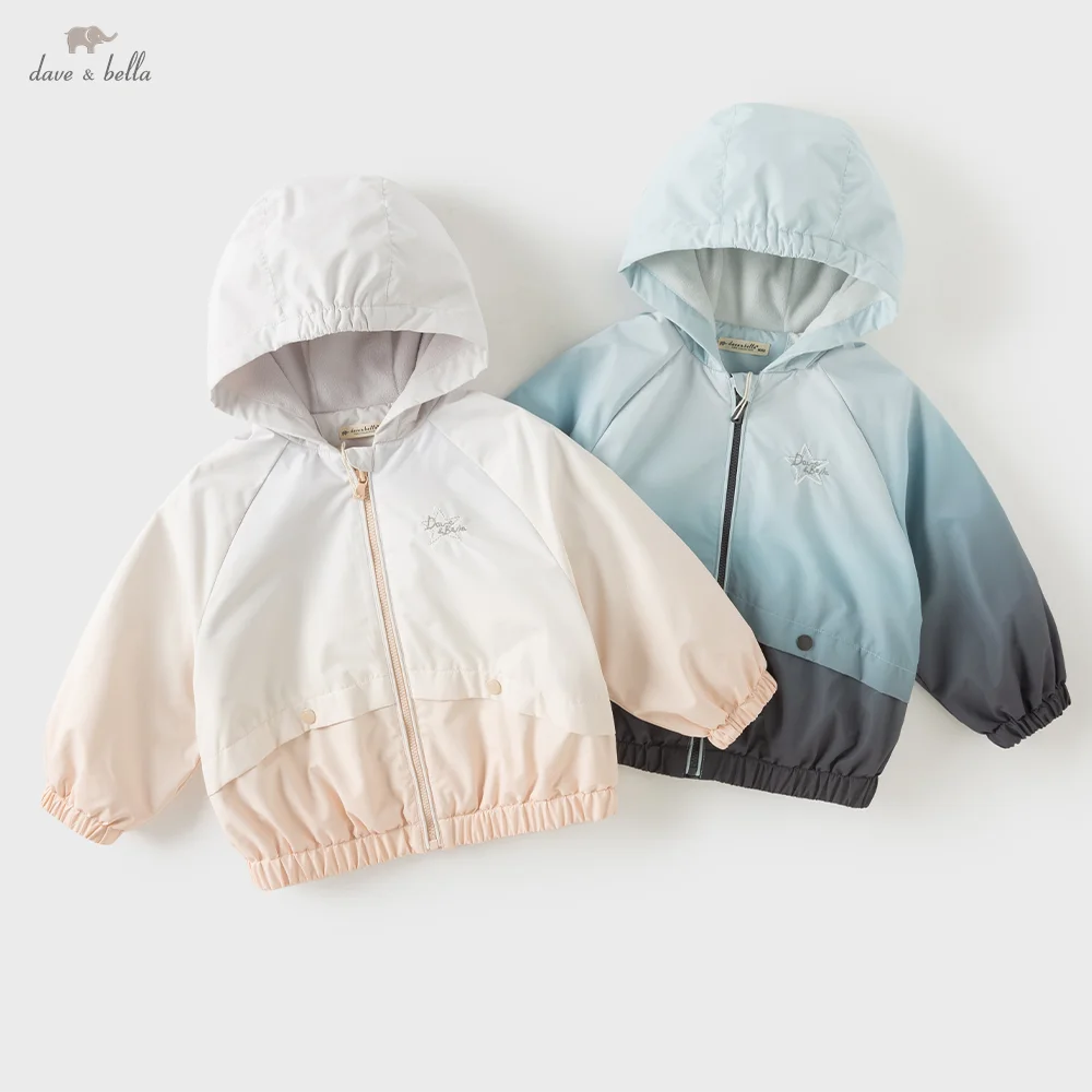 Dave Bella Jacket Spring Children Boys Girls Coat Autumn Outerwear Hoodie Fashion Blue Purple Outdoor Long Sleeve Soft DB3262636