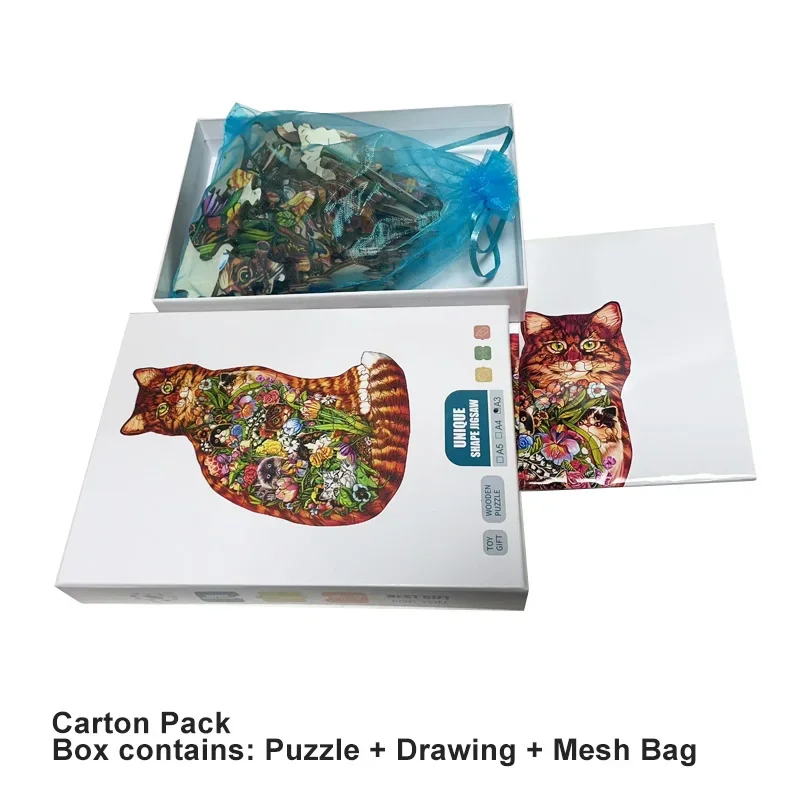 Holz Lernspiele Tier Puzzle Puzzle für Erwachsene versteckte Katzen Puzzle DIY Weihnachts geschenk interaktive Spiele Lernspiel zeug