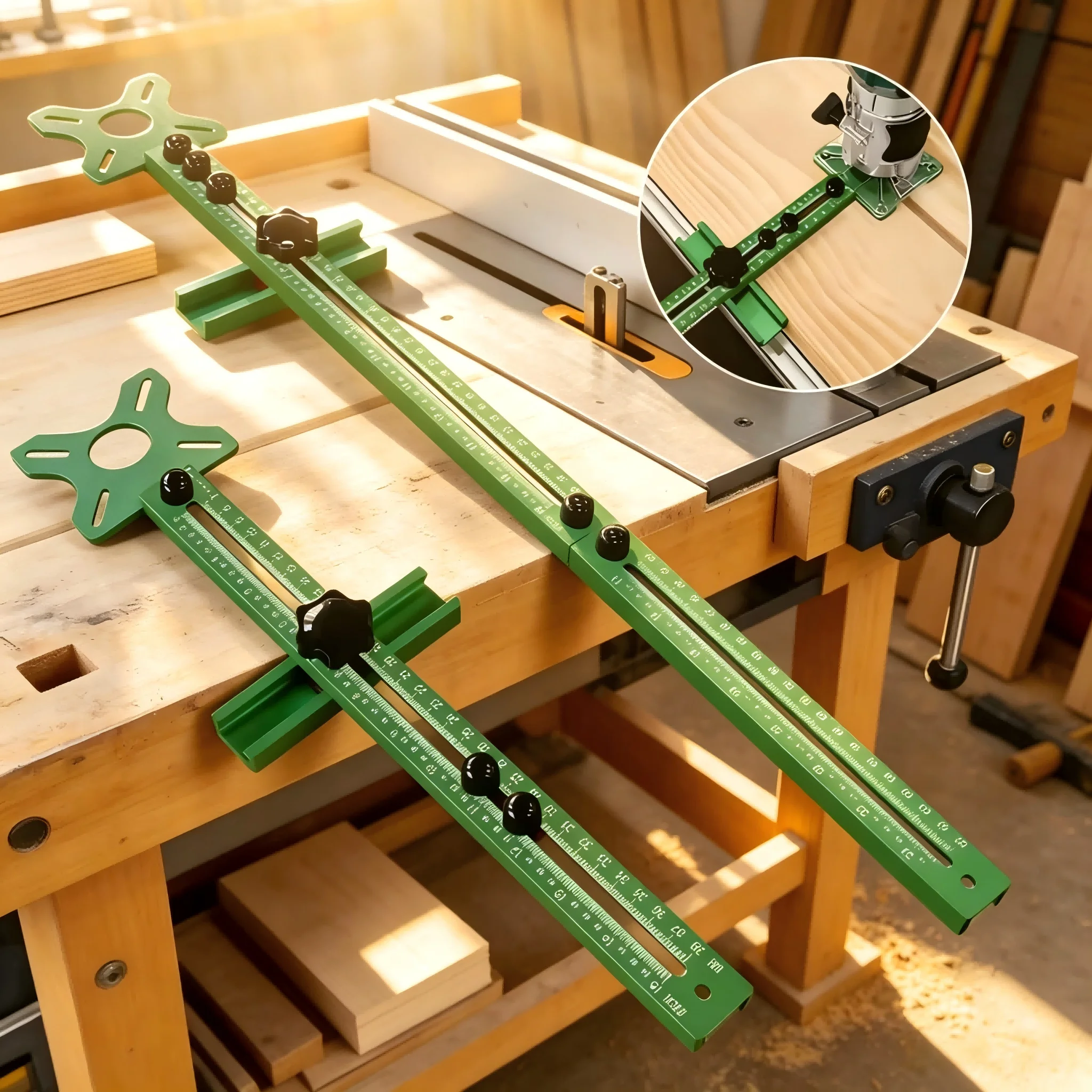 3-in-1 Router Circle Cutting Jig 9-61cm Adjustable Radius Aluminum Alloy Woodworking Milling Groove Bracket Cabinet Hardware Jig