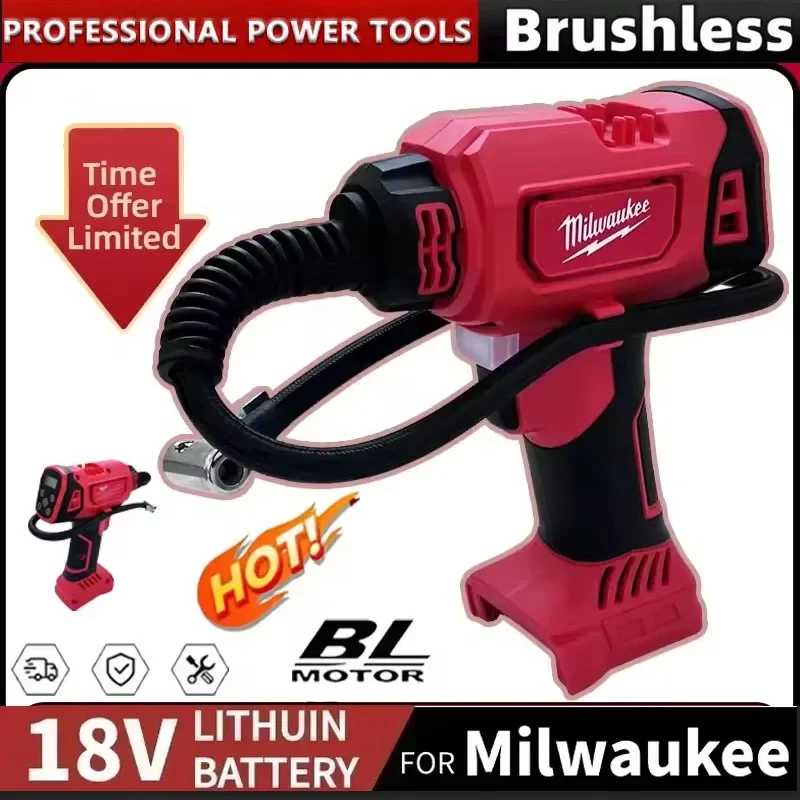 

Milwaukee 18V Battery Cordless Electric Air Pump Handheld Tire Inflator Rechargeable Car Compressor Automatic