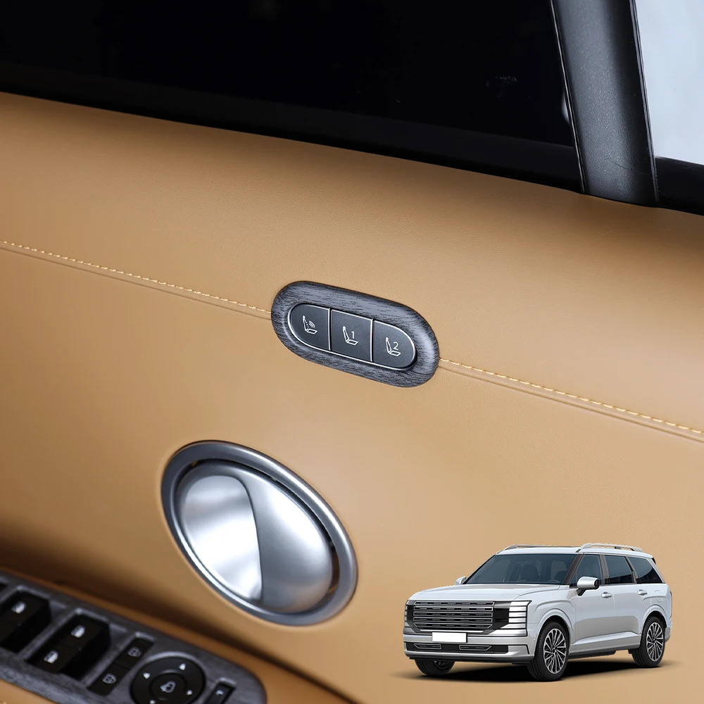 

Для тюнинга Hyundai Palisade LX3 2025 2026 левый/правый переключатель регулировки автомобильного сиденья из углеродного волокна, кнопка управления под дерево, накладка