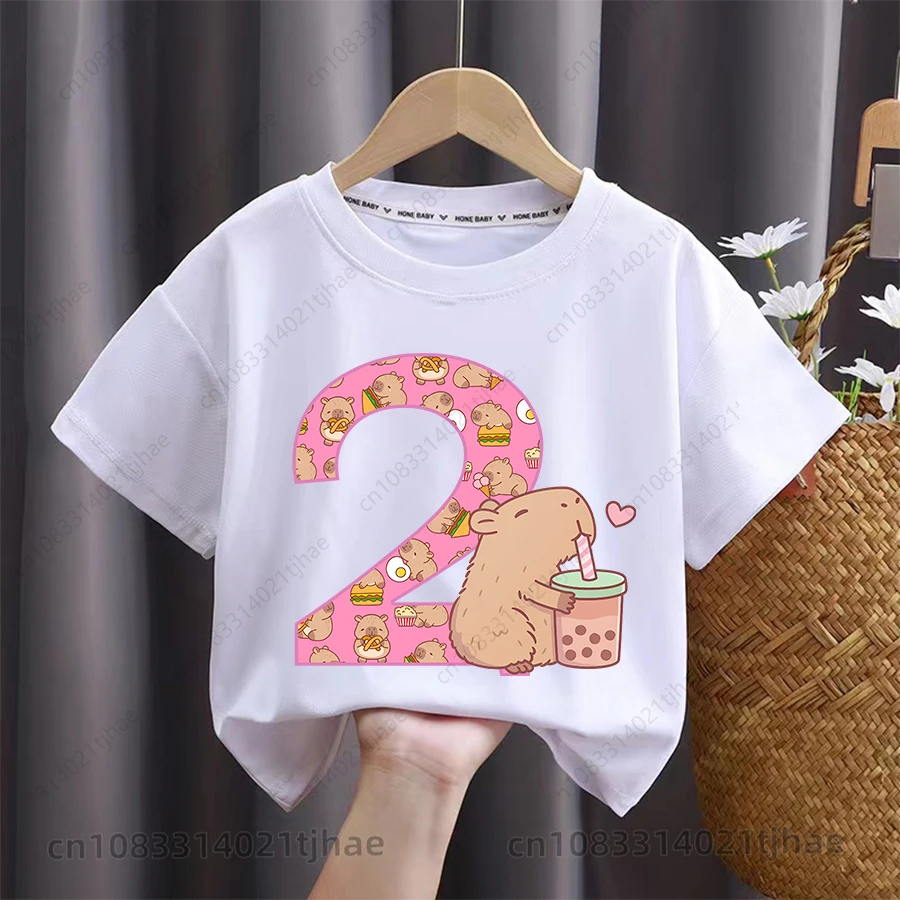 

Cute Cartoon Capybara T Shirts for Kids 1 2 3 Letters Cosplay Costume T-shirts for Baby T-Shirt for Boys Tshirts for Girl Tops