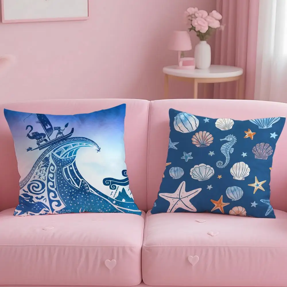 Light Blue Ocean Ripple Cushion Cover Comfortable Reversible Pillow Cover Ideal for Car Sofa Bedroom & Beyond