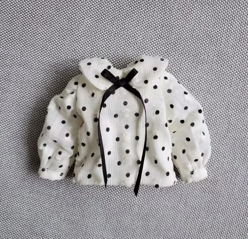 2pcs 2025 casual style Blythe/landoudou Striped overalls+dot top  (Fit for Lulu,ymy24,Ob22,24,26,zone, Jenny)